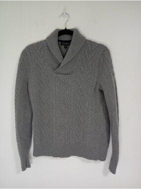 Banana Republic Italian Yarn Cable Knit Shawl Collar Sweater Gray Size M Womens